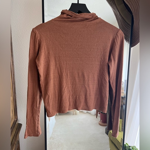Ozma Silk Noil Jersey Terracotta Marianne Turtleneck Small - Picture 3 of 5